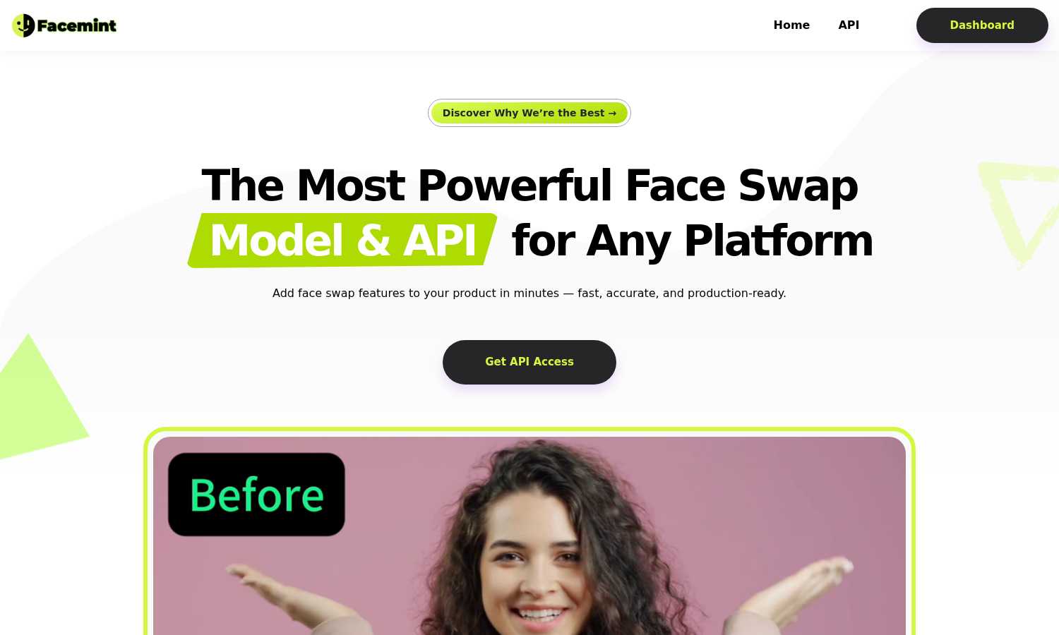 Facemint application interface and features