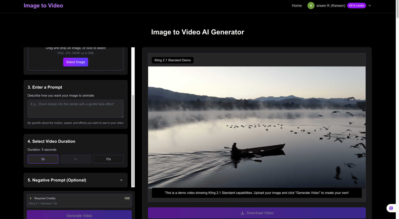 Free Image to Video AI Generator | Turn Image to Video application interface and features