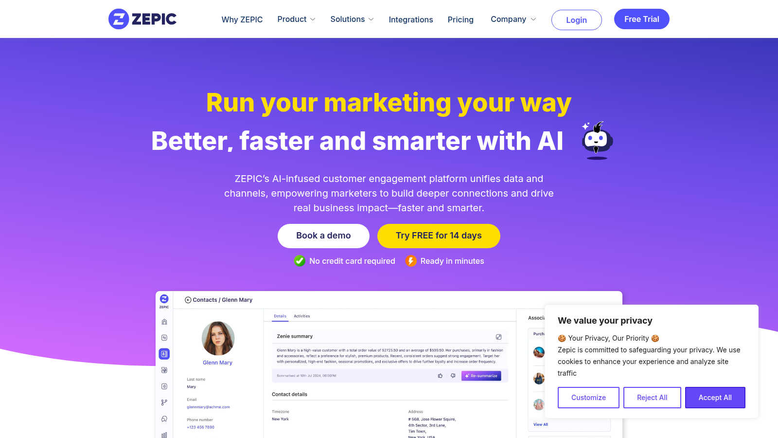 ZEPIC application interface and features