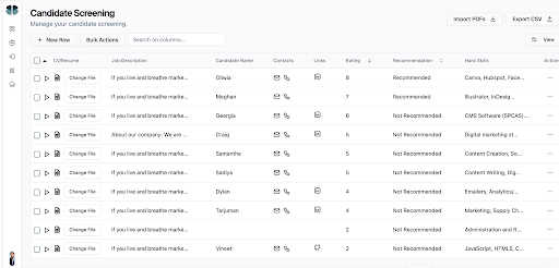 Klearskill application interface and features