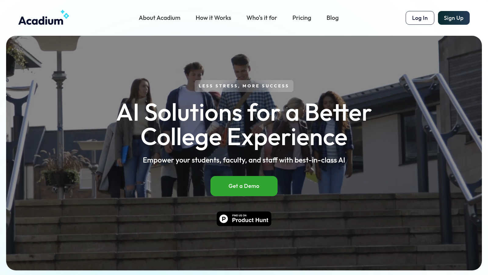 Acadium application interface and features