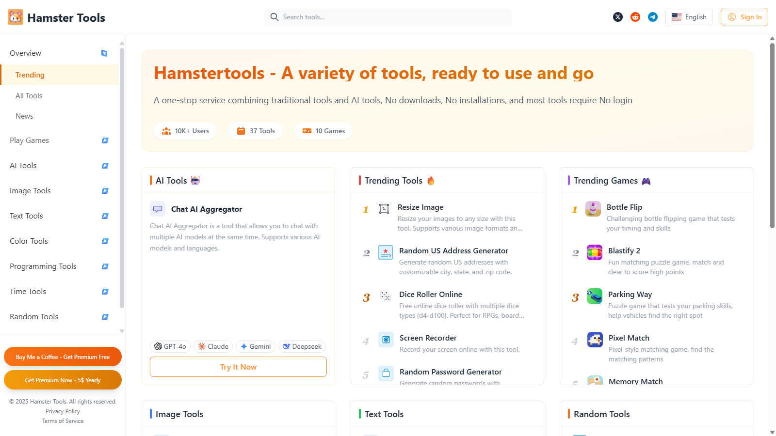 Hamster Tools application interface and features