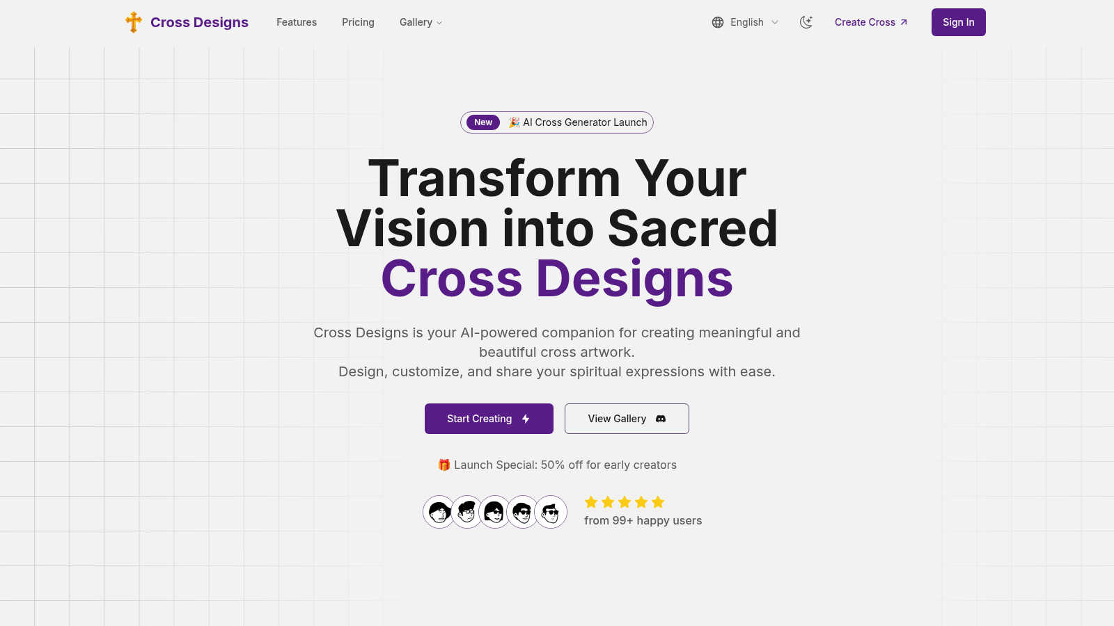 Cross Designs application interface and features