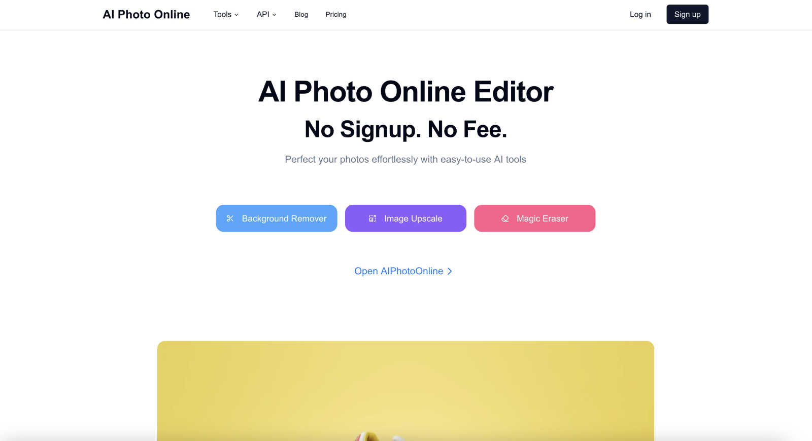 AI Photo Online application interface and features