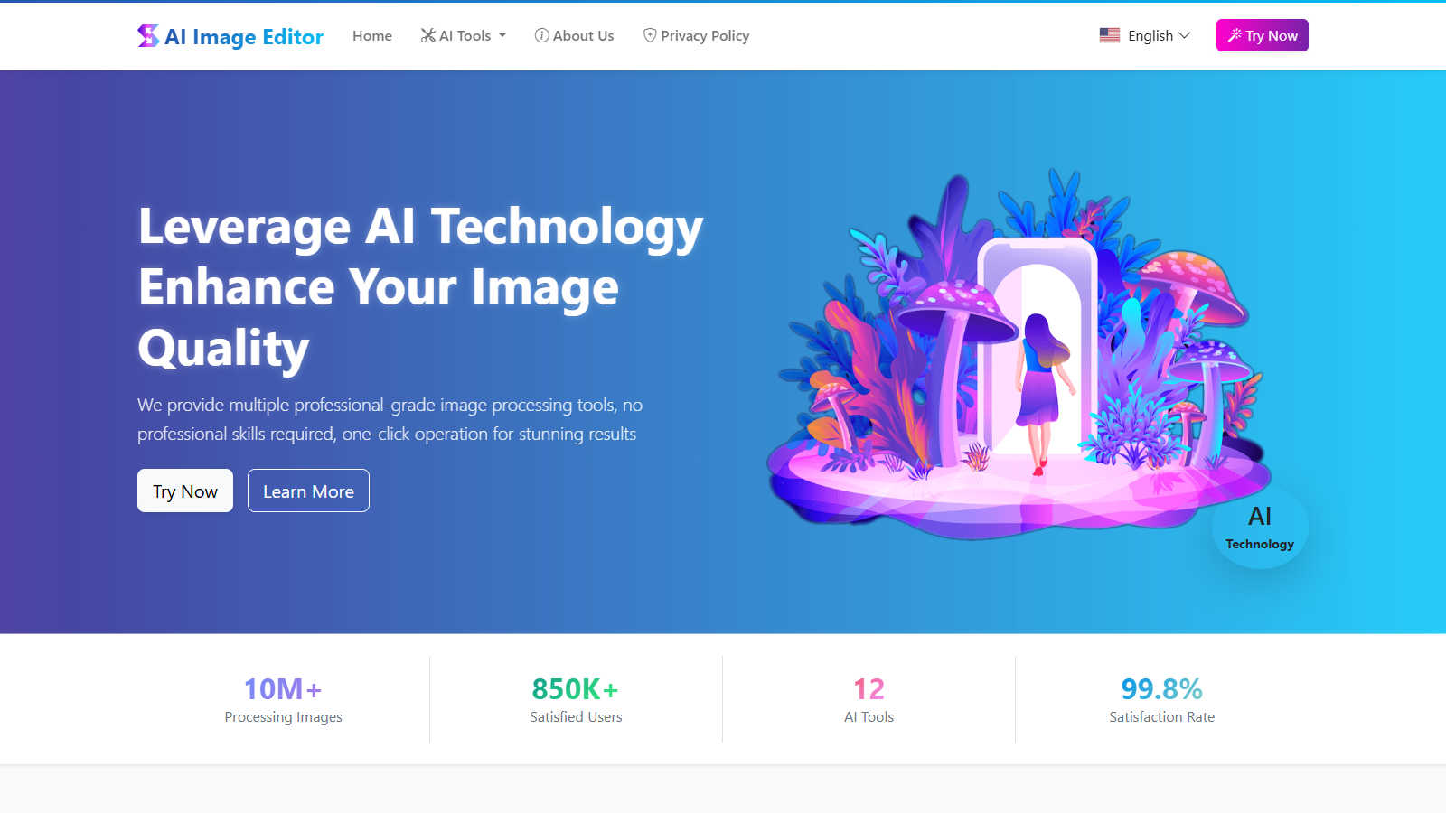 AI Image Editor application interface and features