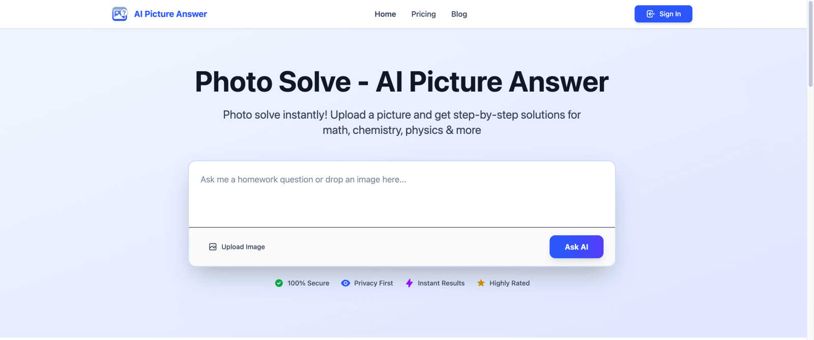 AI Picture Answer application interface and features