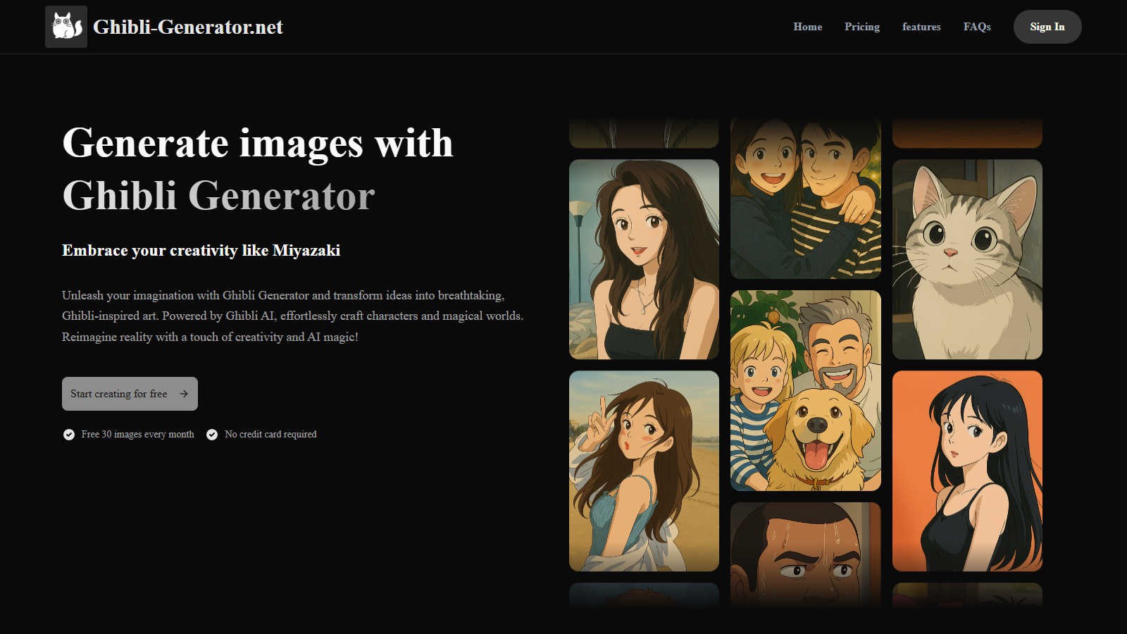 Ghibli Generator application interface and features