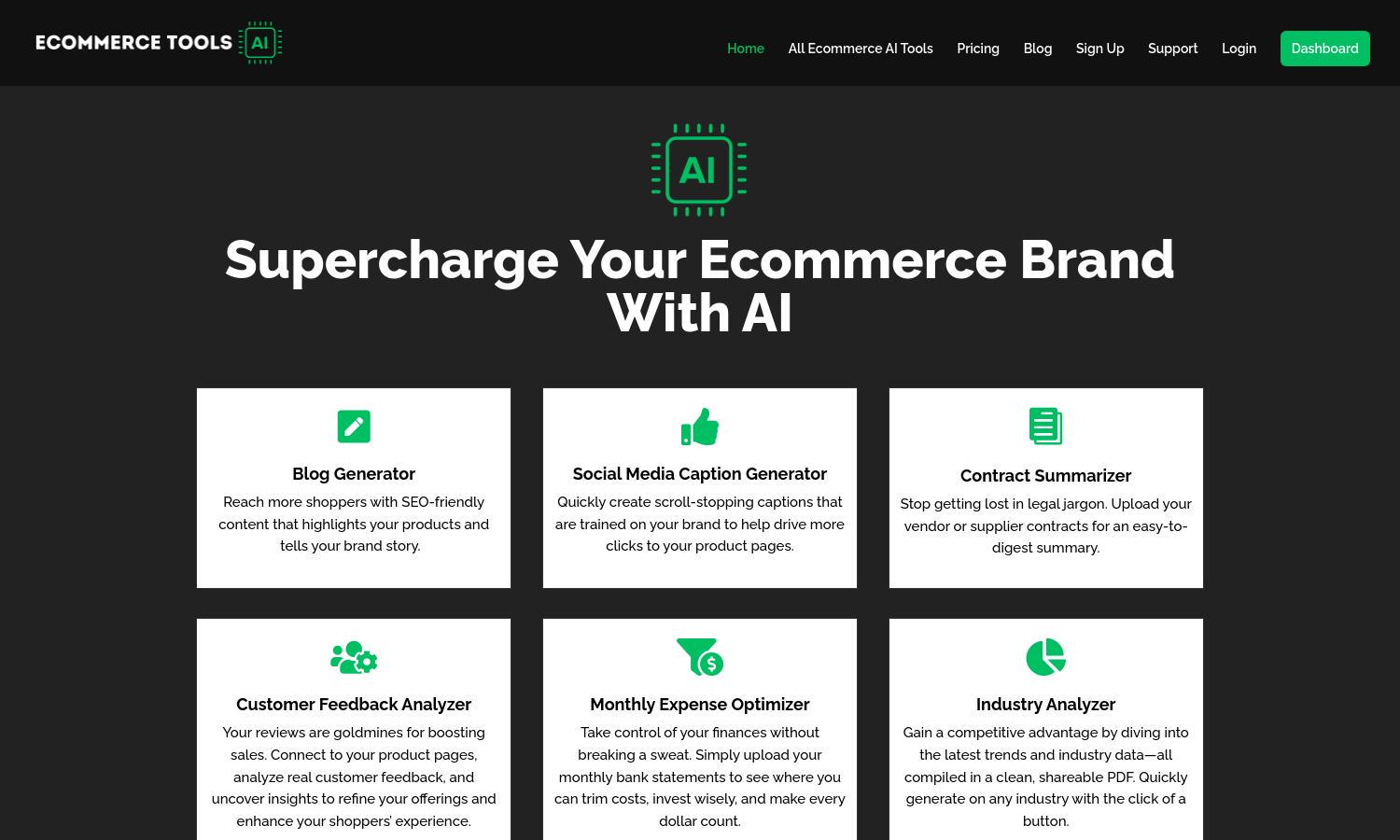 Ecommerce Tools AI Website