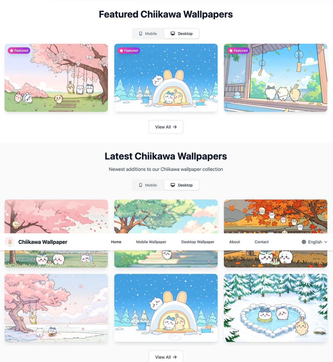 Chiikawa Wallpaper application interface and features