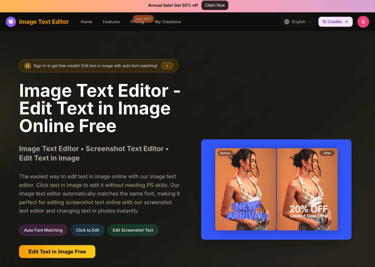 Image Text Editor application interface and features