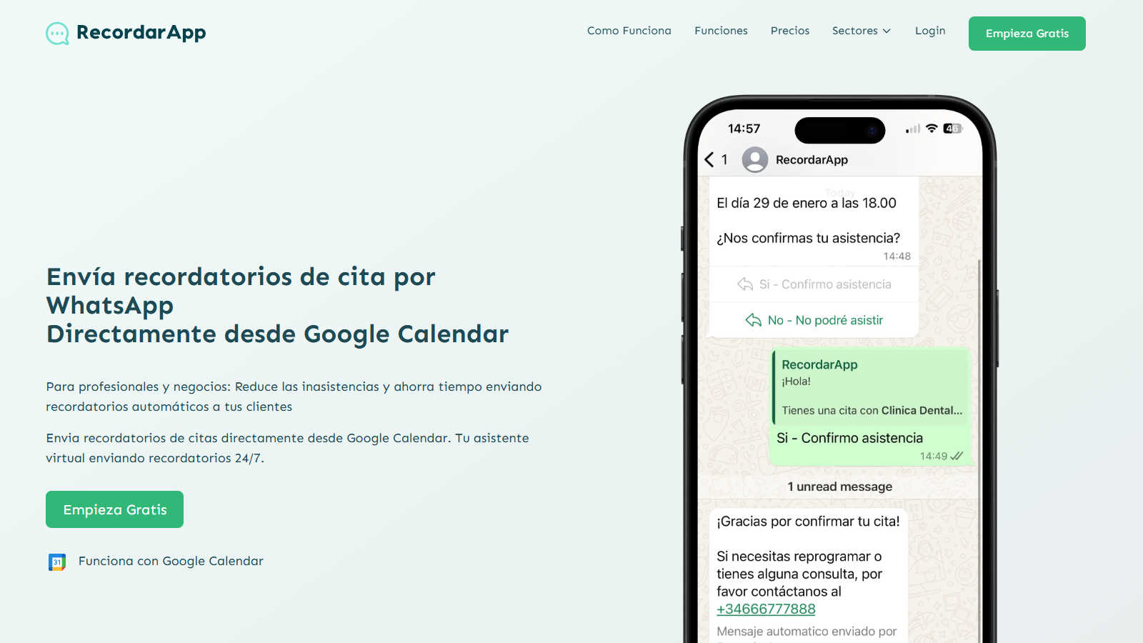 RecordarApp application interface and features