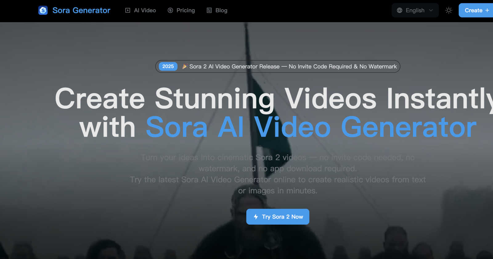 Sora AI Video Generator application interface and features