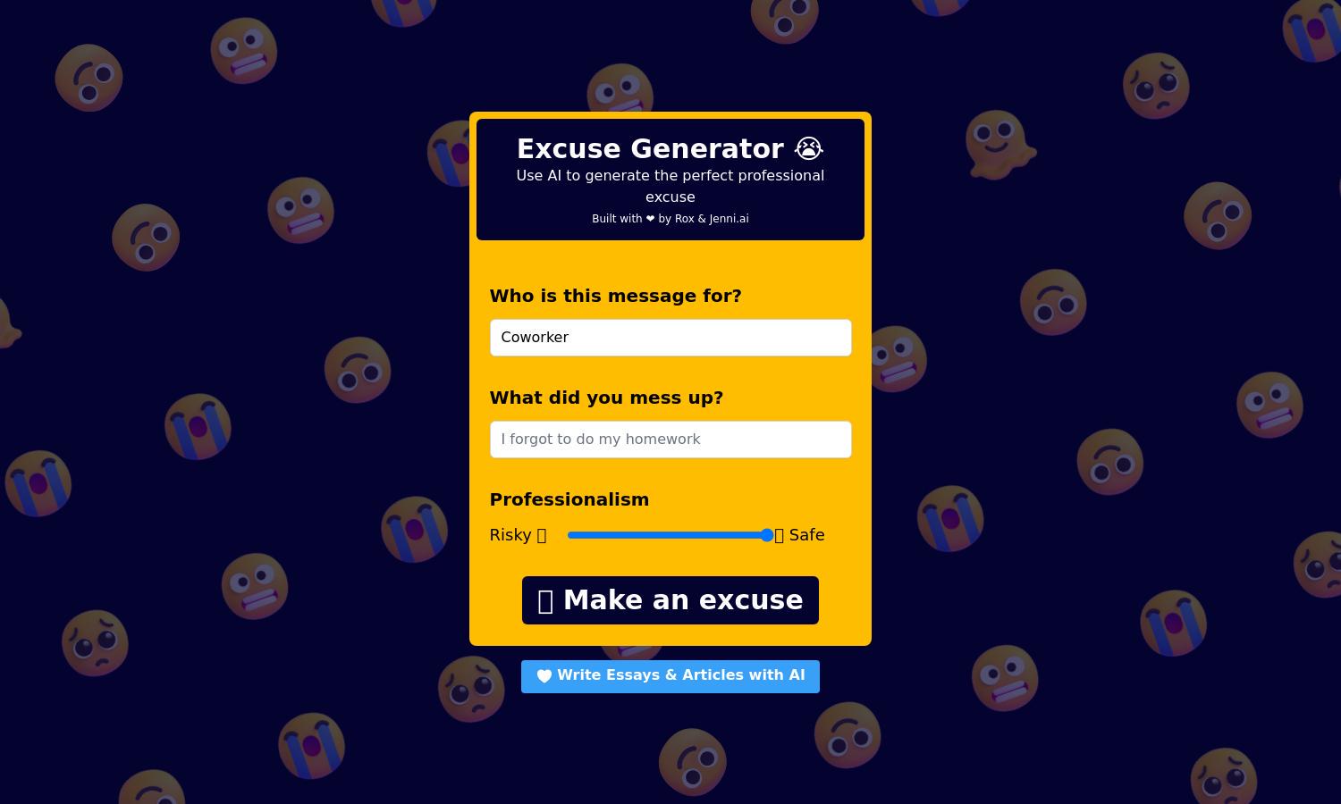 Excuse Generator Website