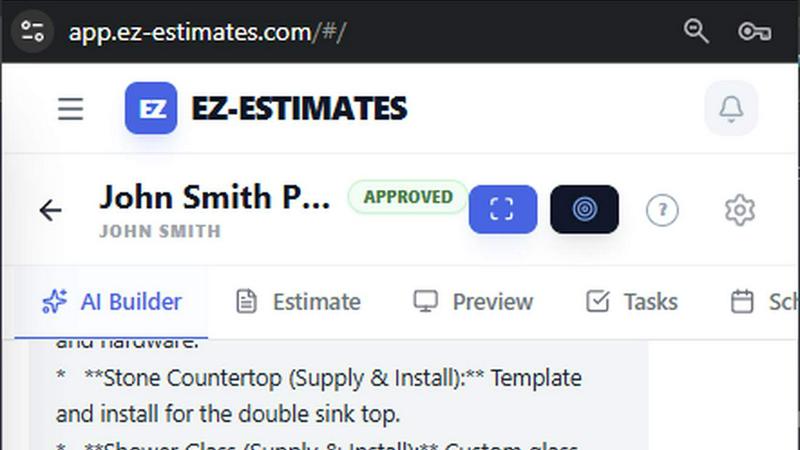 EZ-Estimates application interface and features
