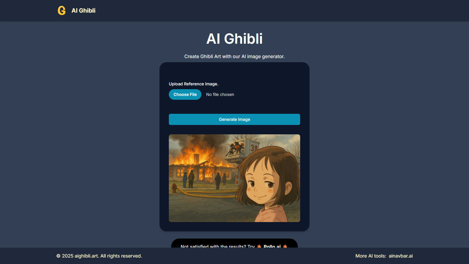 AI Ghibli Art application interface and features