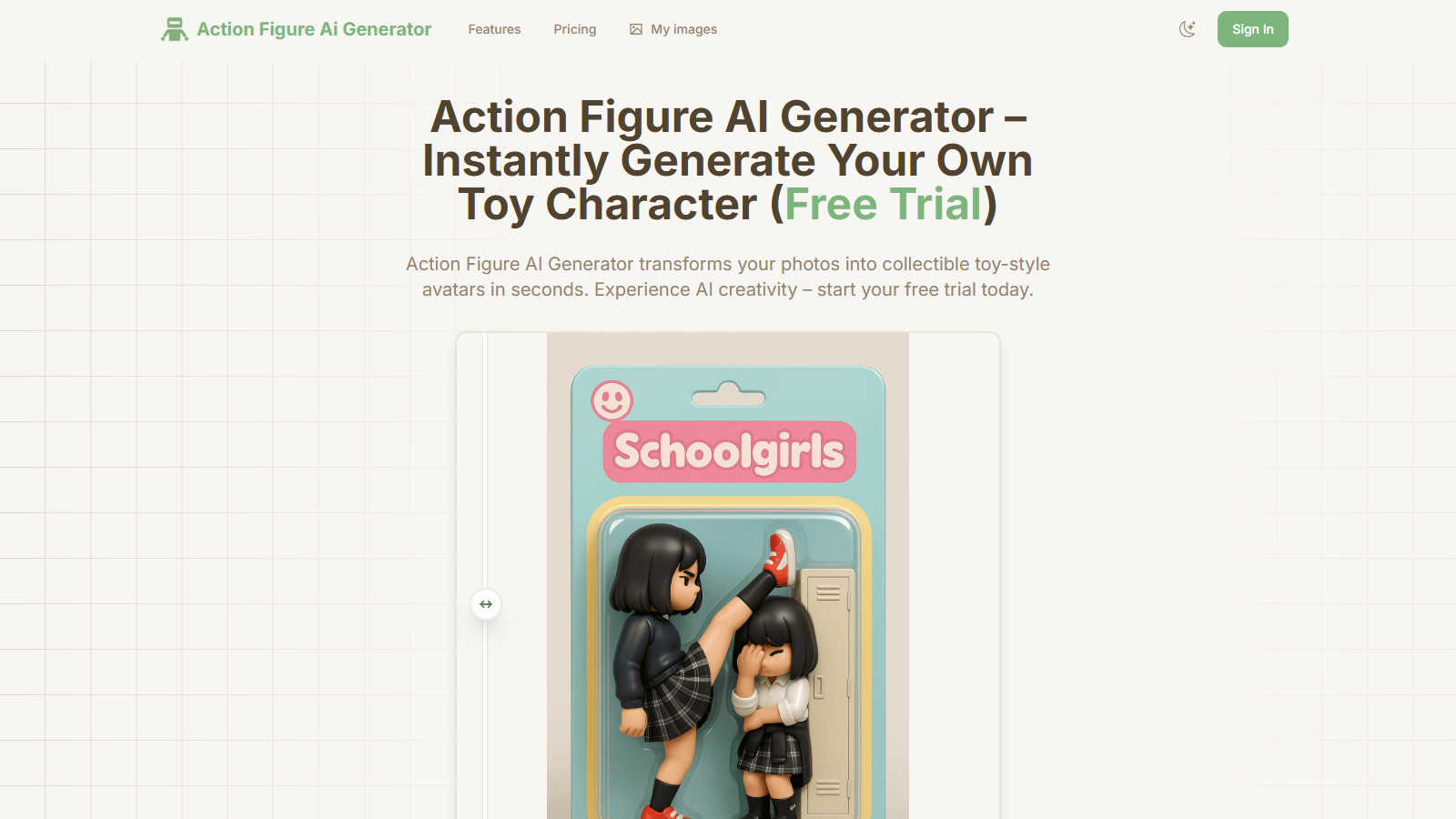 Action Figure AI Generator application interface and features