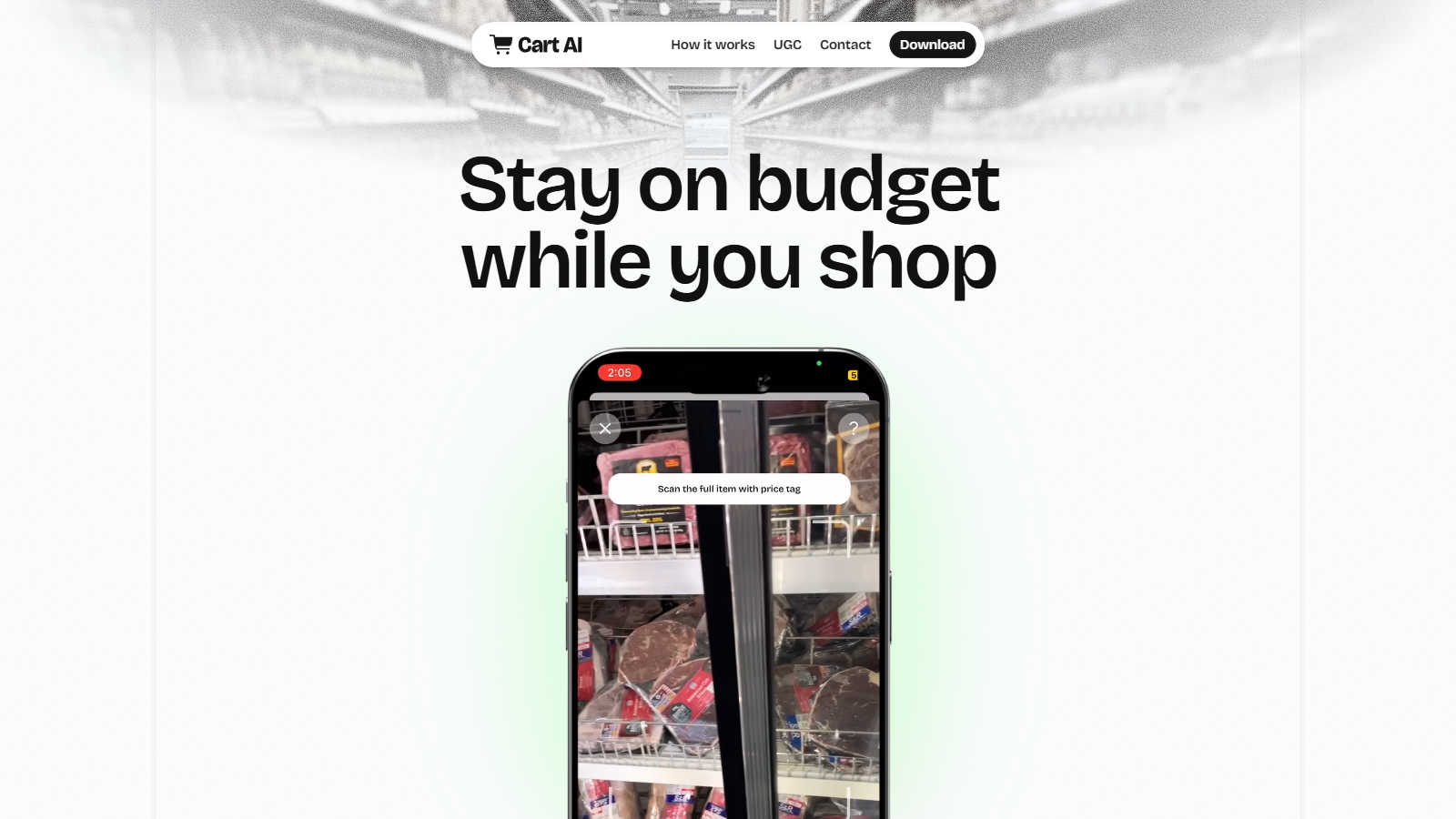 Cart AI – Smart Budget Tracker application interface and features