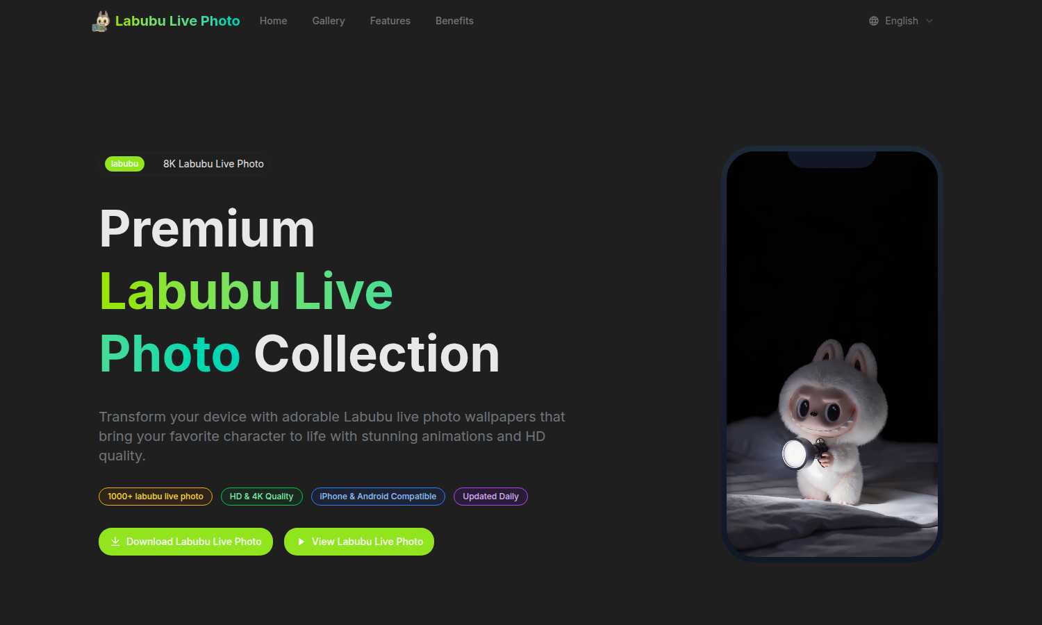 Labubu Live Photo application interface and features