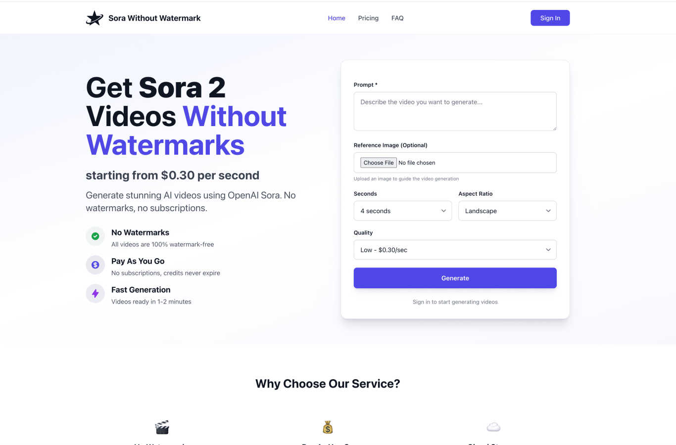 Sora 2 Without Watermark application interface and features