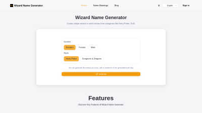 Wizard Name Generator - AI tool for Content Creation