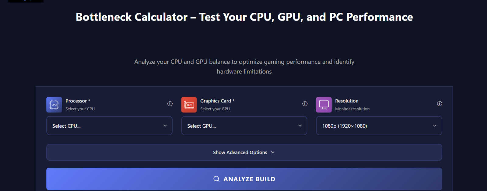 Bottleneck Calculator application interface and features