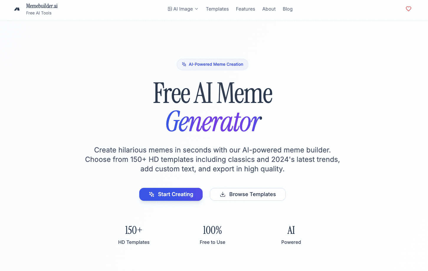 Meme Builder AI application interface and features