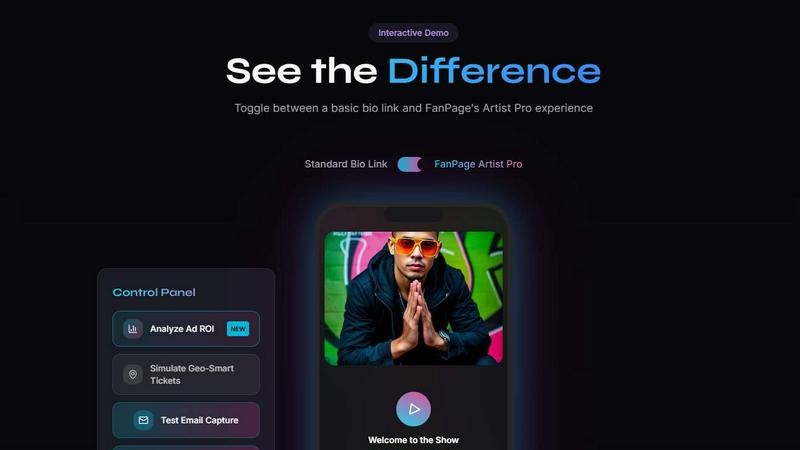 FanPage application interface and features
