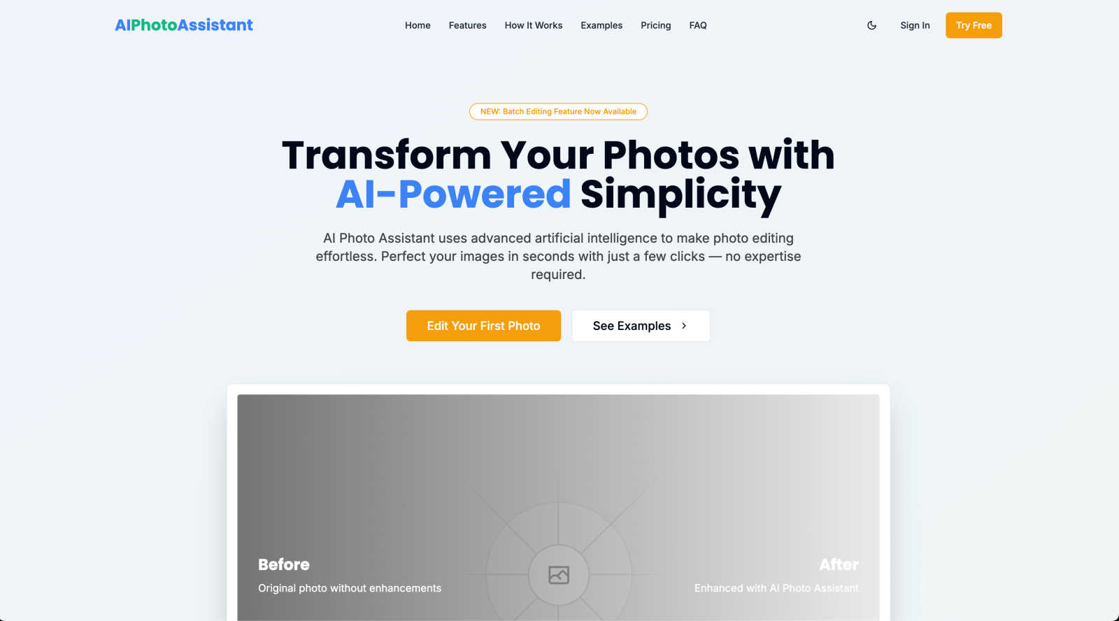 AI Photo Assistant application interface and features