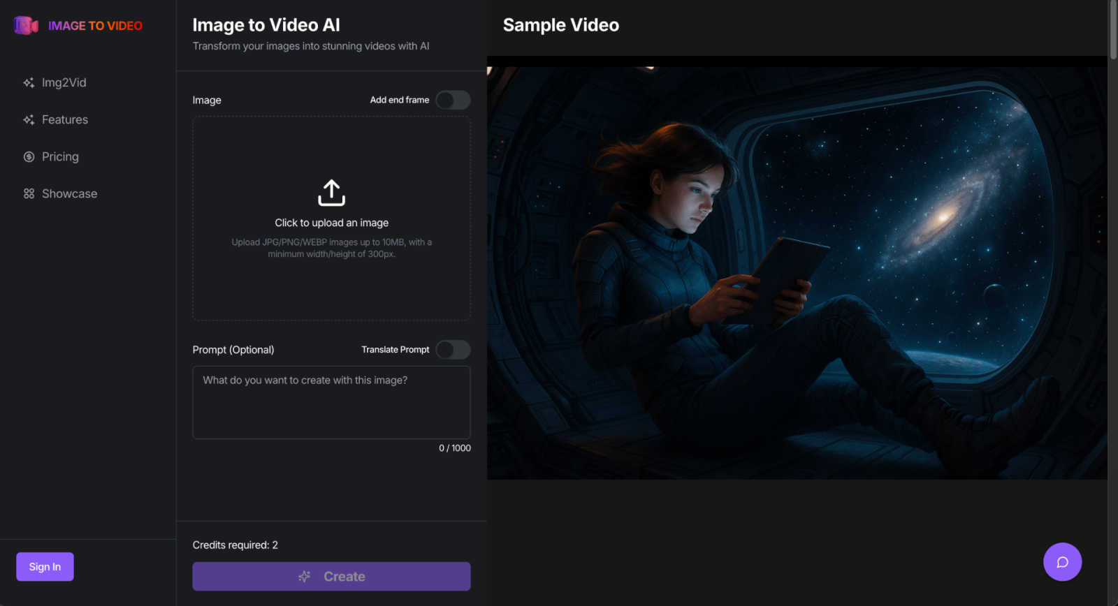 Image to Video AI application interface and features