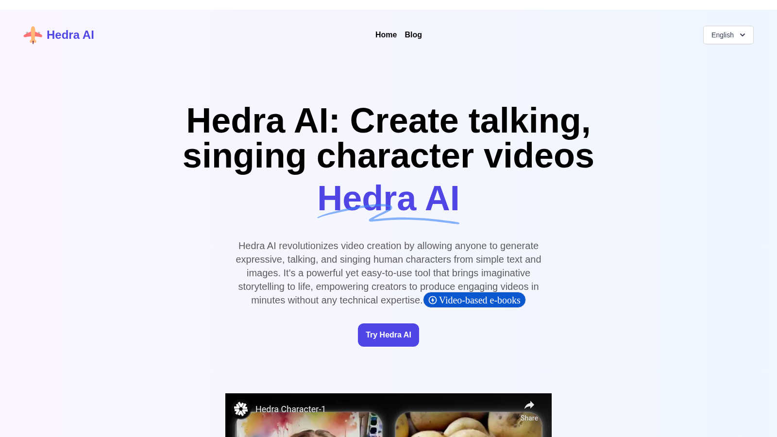 Hedra AI application interface and features