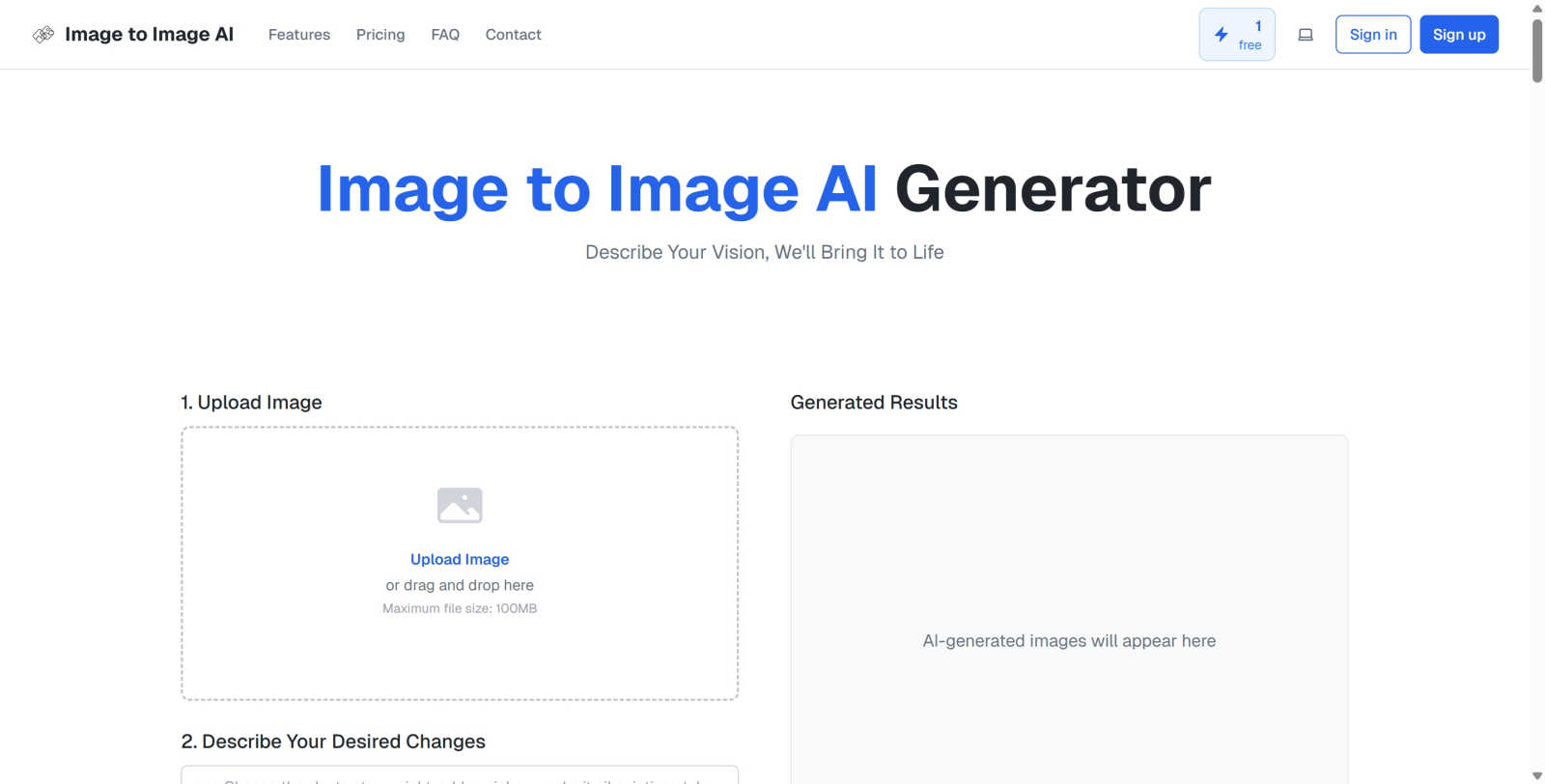 Image to Image AI application interface and features