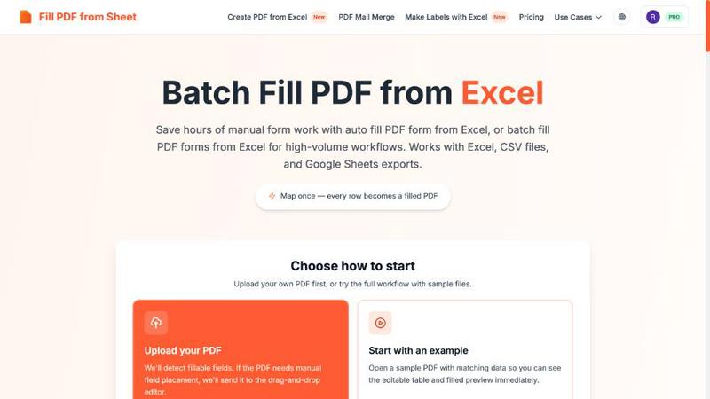 Fill PDF from Sheet screenshot