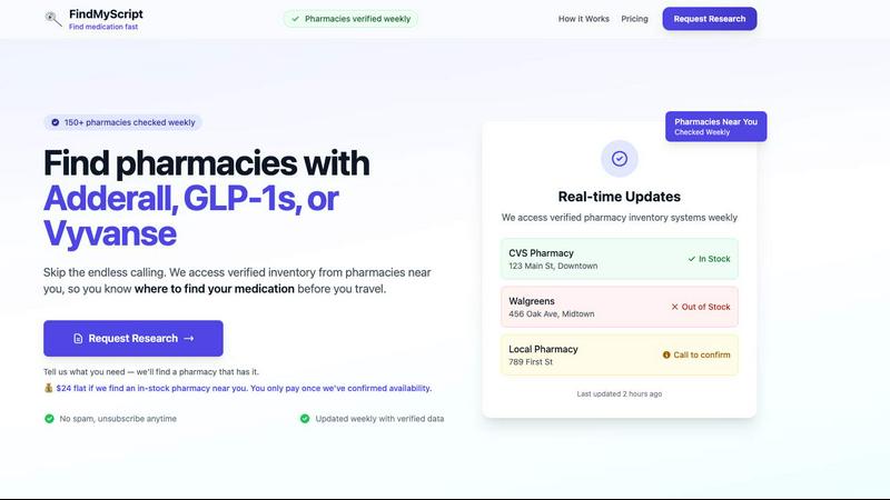 Find My Script application interface and features