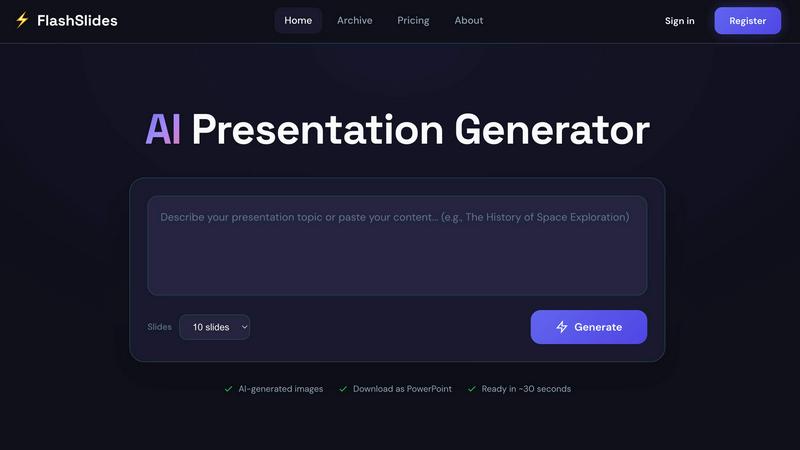 FlashSlides application interface and features