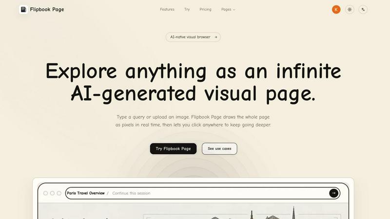 Flipbook Page application interface and features