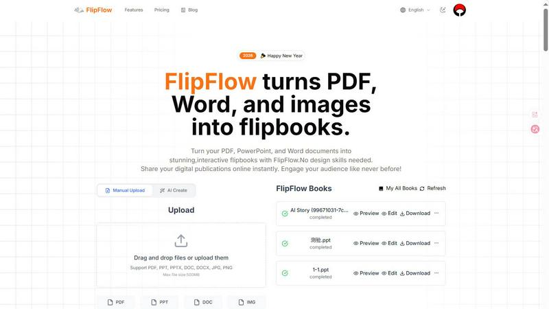 FlipFlow application interface and features