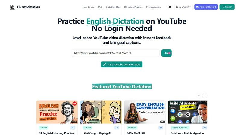 FluentDictation application interface and features