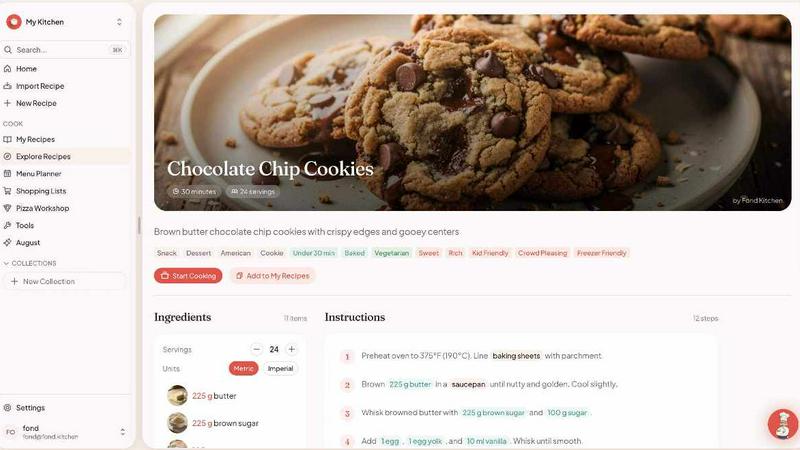 Fond application interface and features