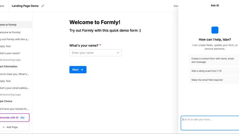 Formly screenshot