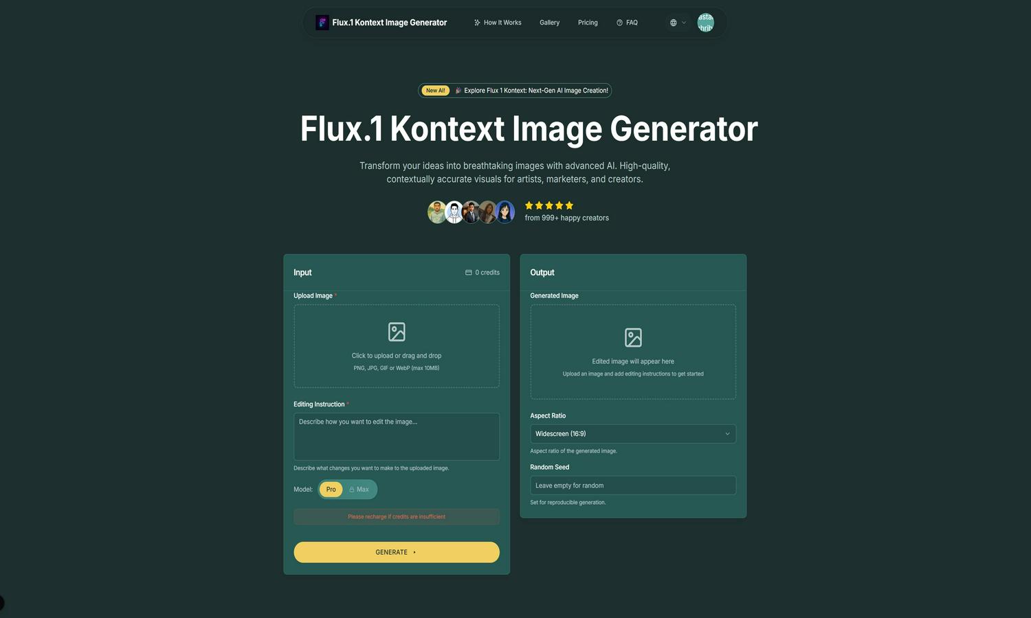 Free Flux Kontext Image Generator Website