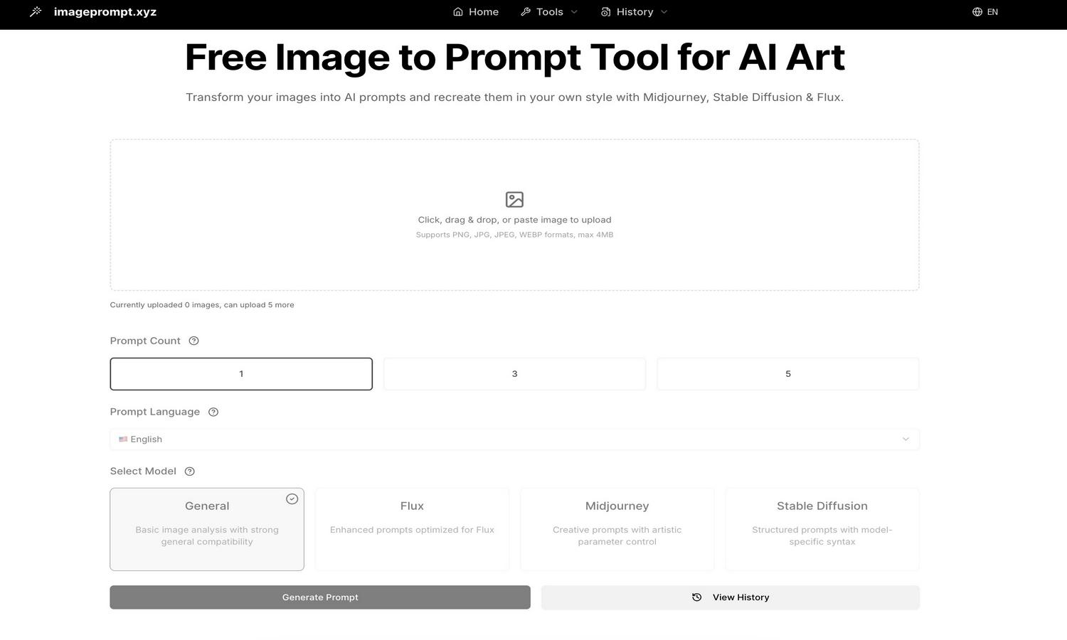 Free Image to Prompt Tool Website