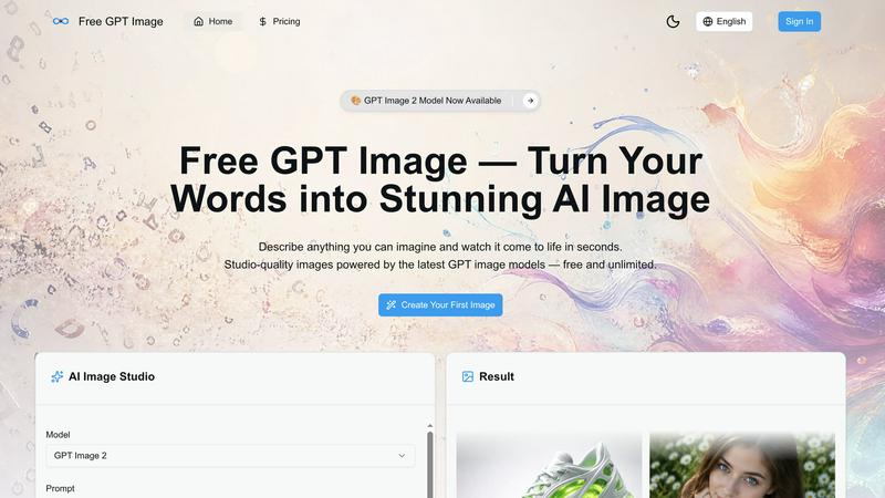 Free GPT Image application interface and features