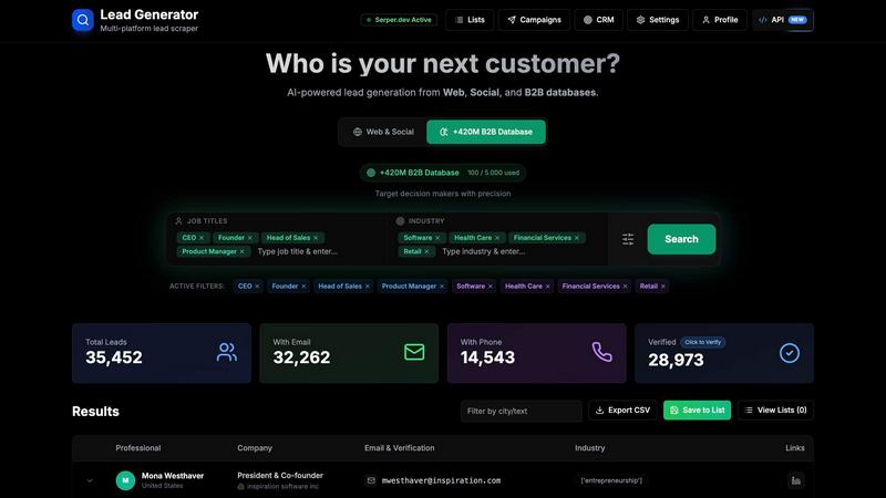 Getlead screenshot