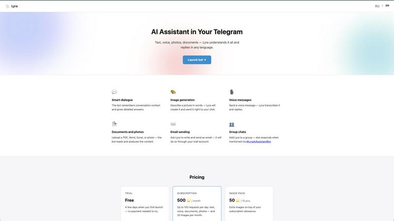 Lyra AI Assistant application interface and features