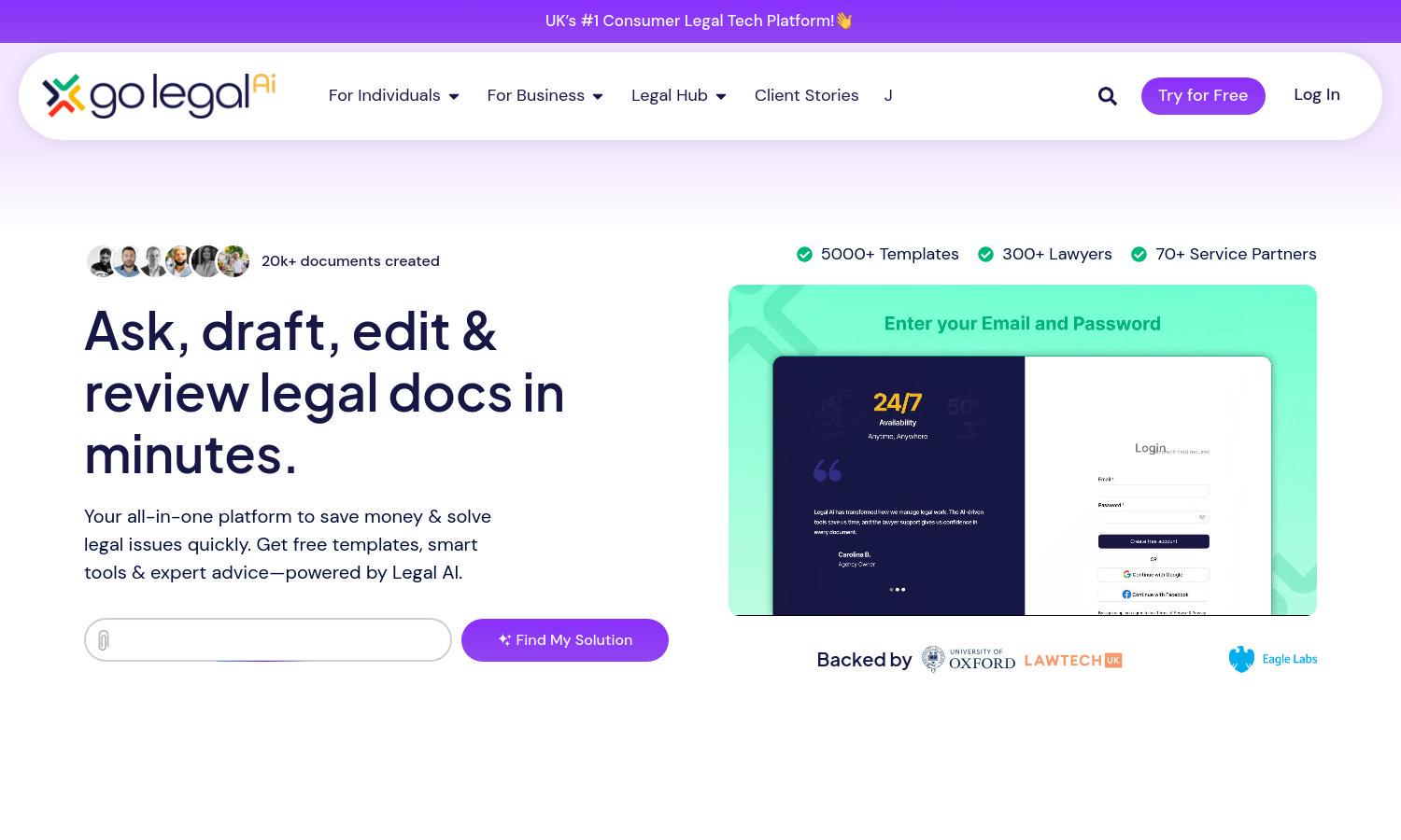 Go Legal AI Website