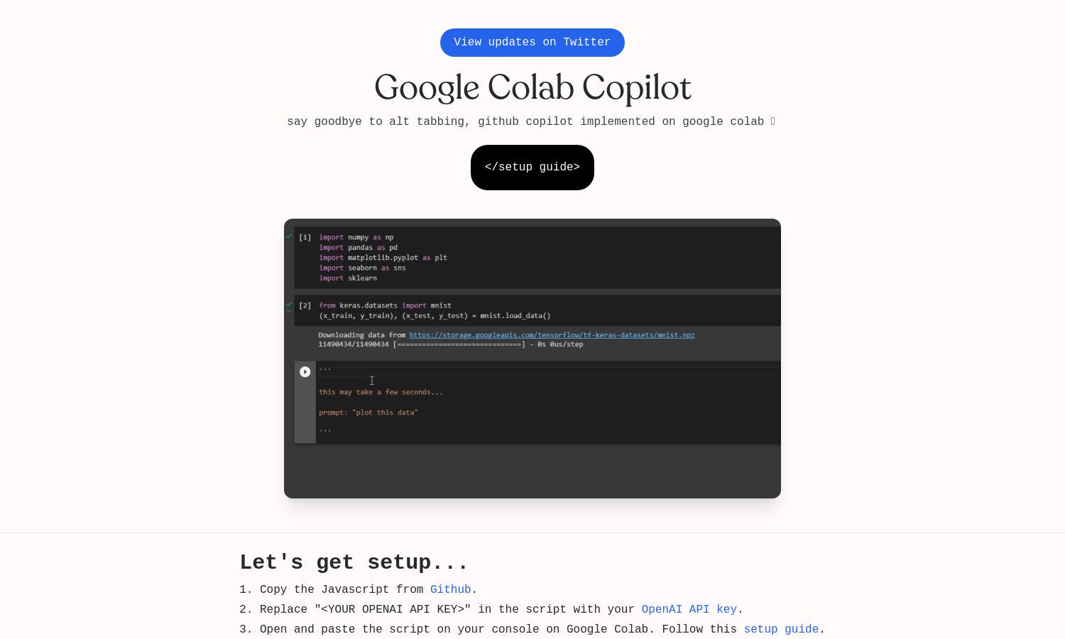 Google Colab Copilot Website