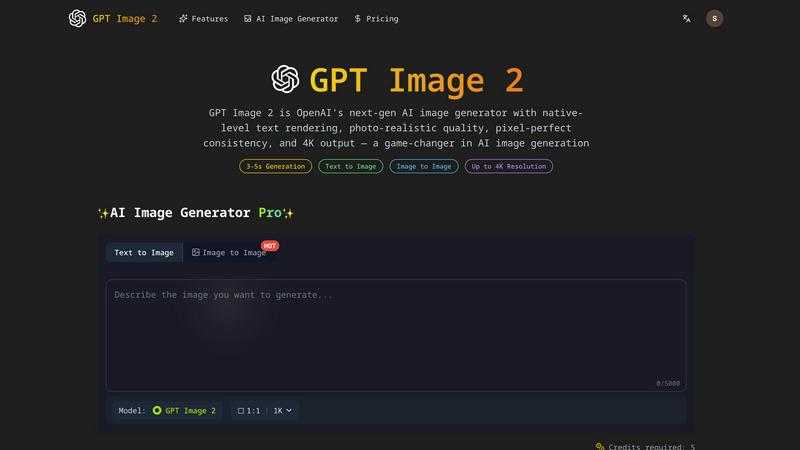GPT-image-2 application interface and features