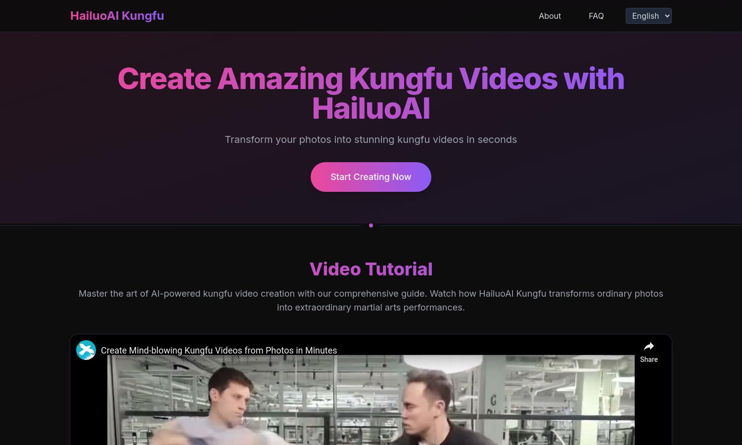 HailuoAI Kungfu Website