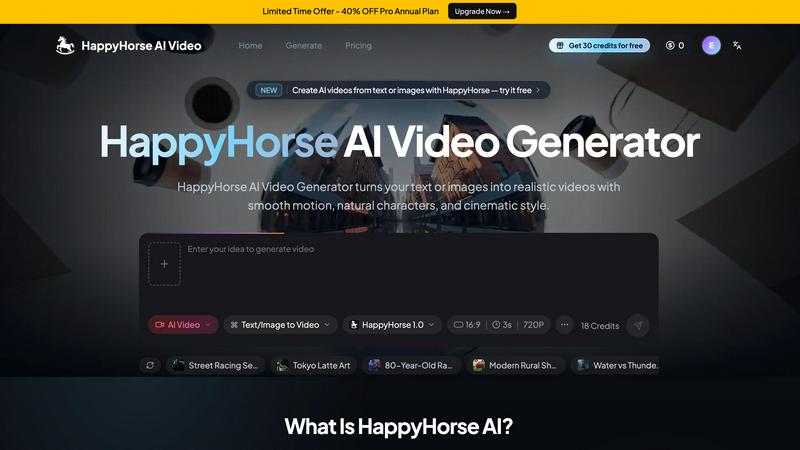 HappyHorse AI Video application interface and features