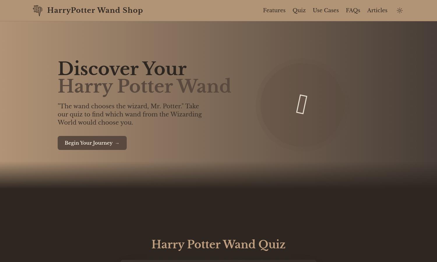 Harry Potter Wand Quiz Website